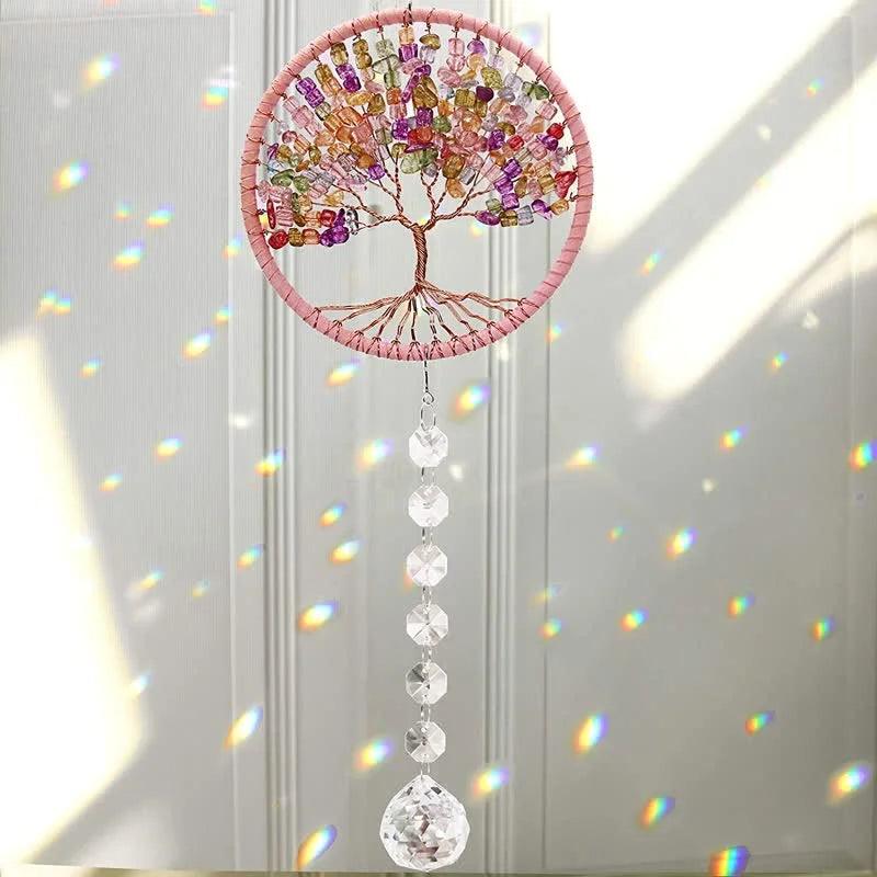 Tree of Life Crystal Suncatcher Dream Catcher - Crystal-ReikiCrystalSale