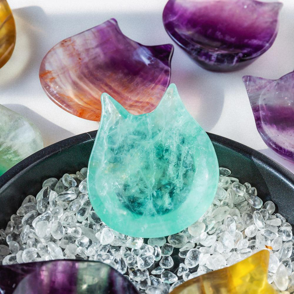 Fluorite cat head bowl - Crystal-ReikiCrystalSale