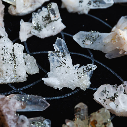 REIKICRYSTAL  Clear Quartz Cluster With Pyrite