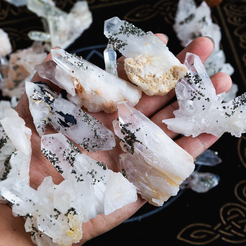 REIKICRYSTAL  Clear Quartz Cluster With Pyrite