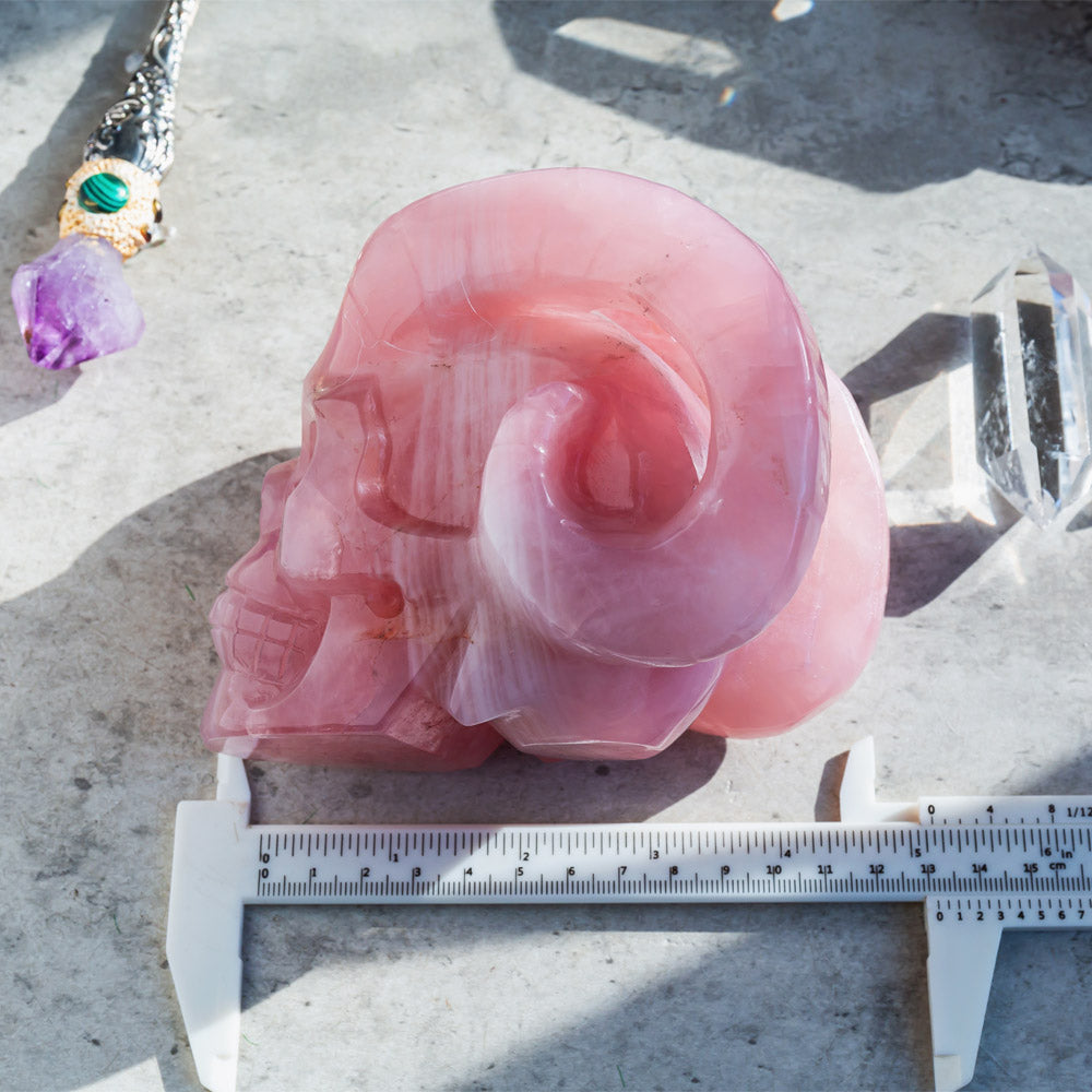 REIKICRYSTAL  Rose Quartz Sheep Skull