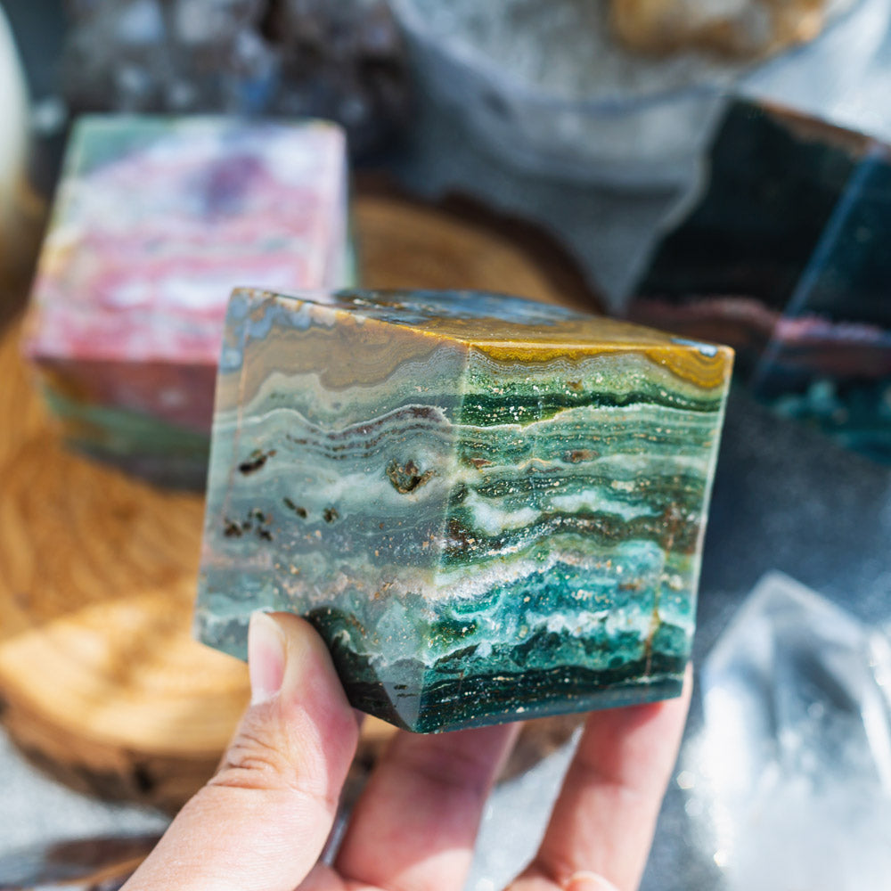 REIKICRYSTAL  Ocean Jasper Cube