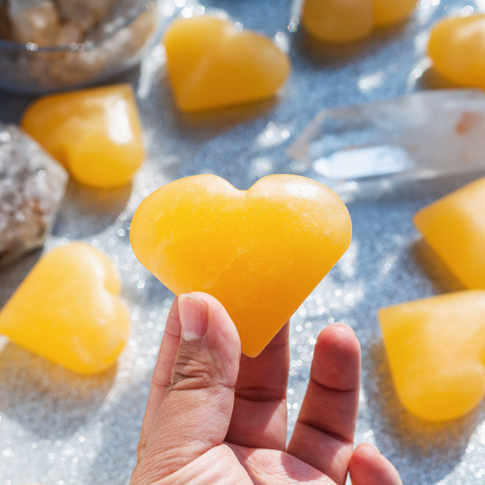 REIKICRYSTAL  Orange Calcite Heart