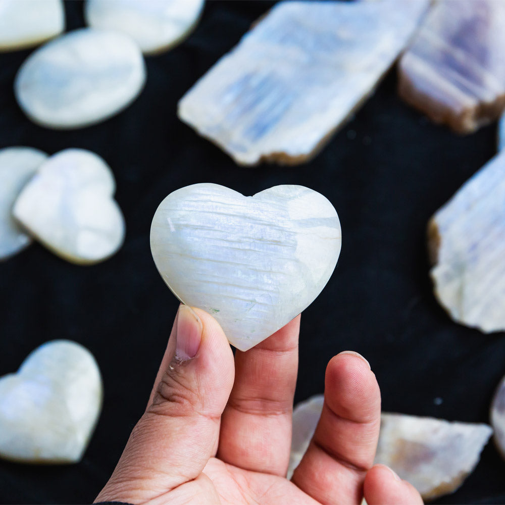 REIKICRYSTAL  White Moonstone Heart