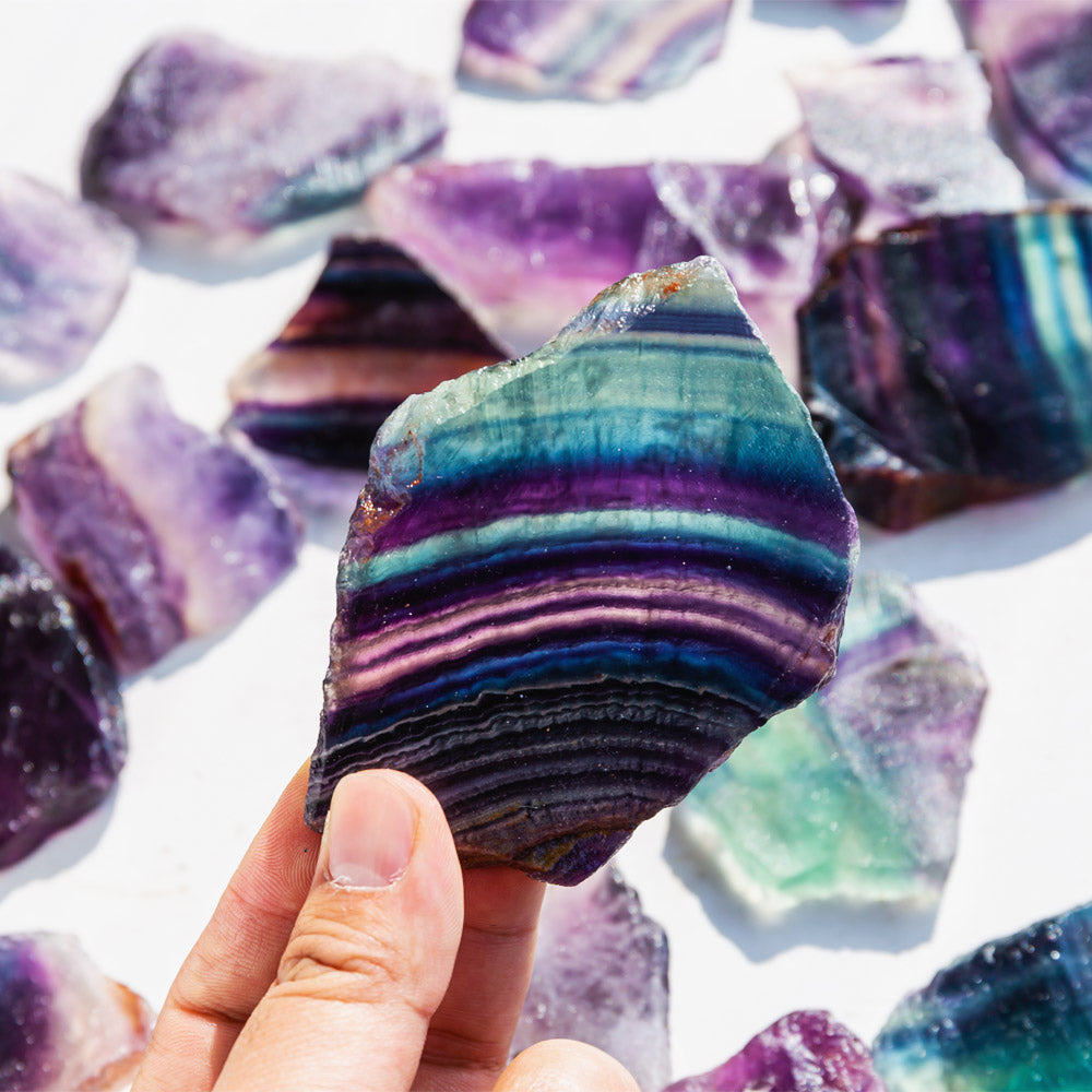 REIKICRYSTAL  Rainbow Fluorite Slice