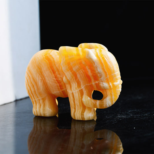 REIKICRYSTAL Orange Calcite Elephant