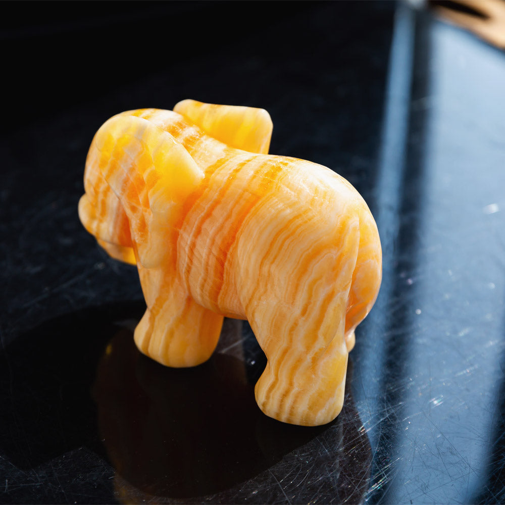 REIKICRYSTAL Orange Calcite Elephant