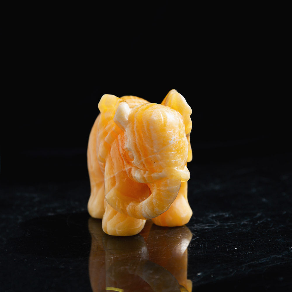 REIKICRYSTAL Orange Calcite Elephant