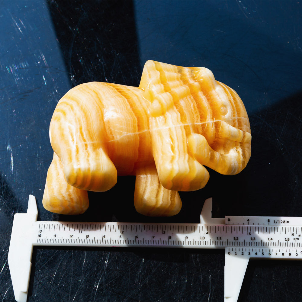 REIKICRYSTAL Orange Calcite Elephant