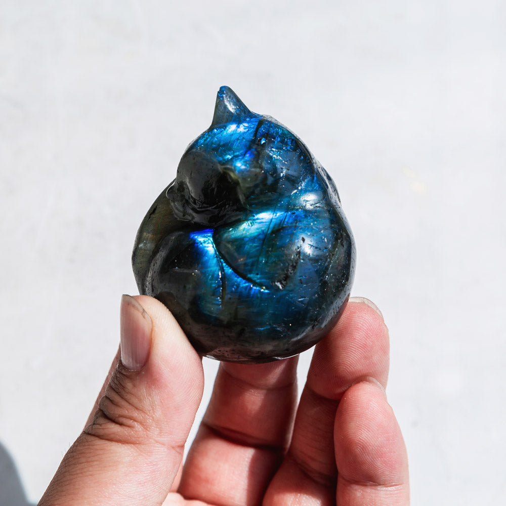 REIKICRYSTAL  Labradorite Cat Owl Hello Ketty