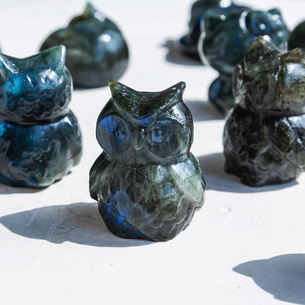 REIKICRYSTAL  Labradorite Cat Owl Hello Ketty