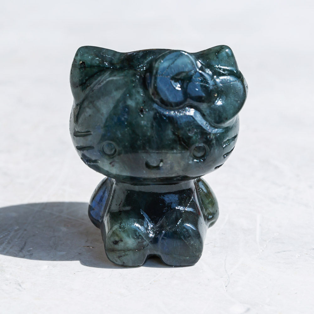 REIKICRYSTAL  Labradorite Cat Owl Hello Ketty