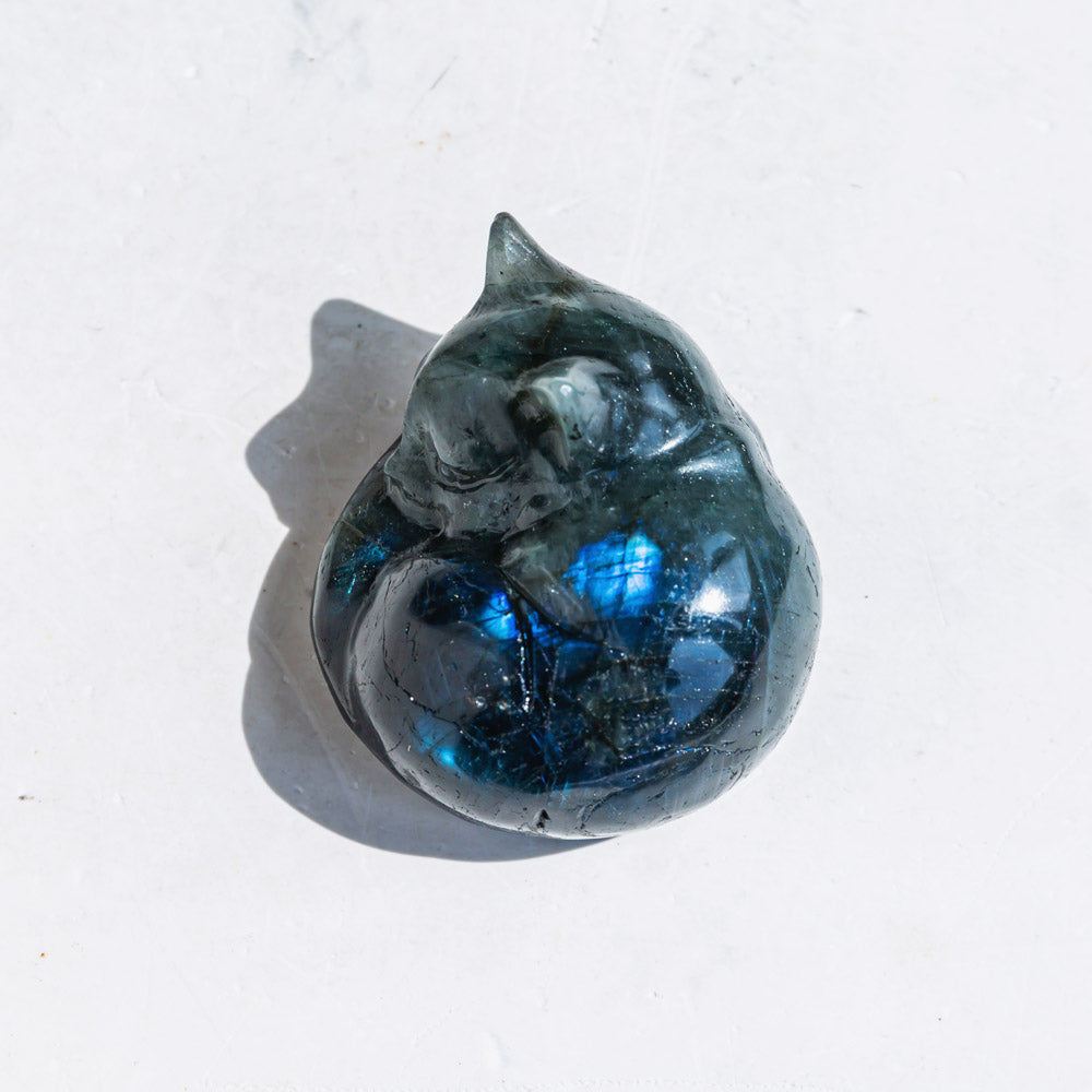 REIKICRYSTAL  Labradorite Cat Owl Hello Ketty