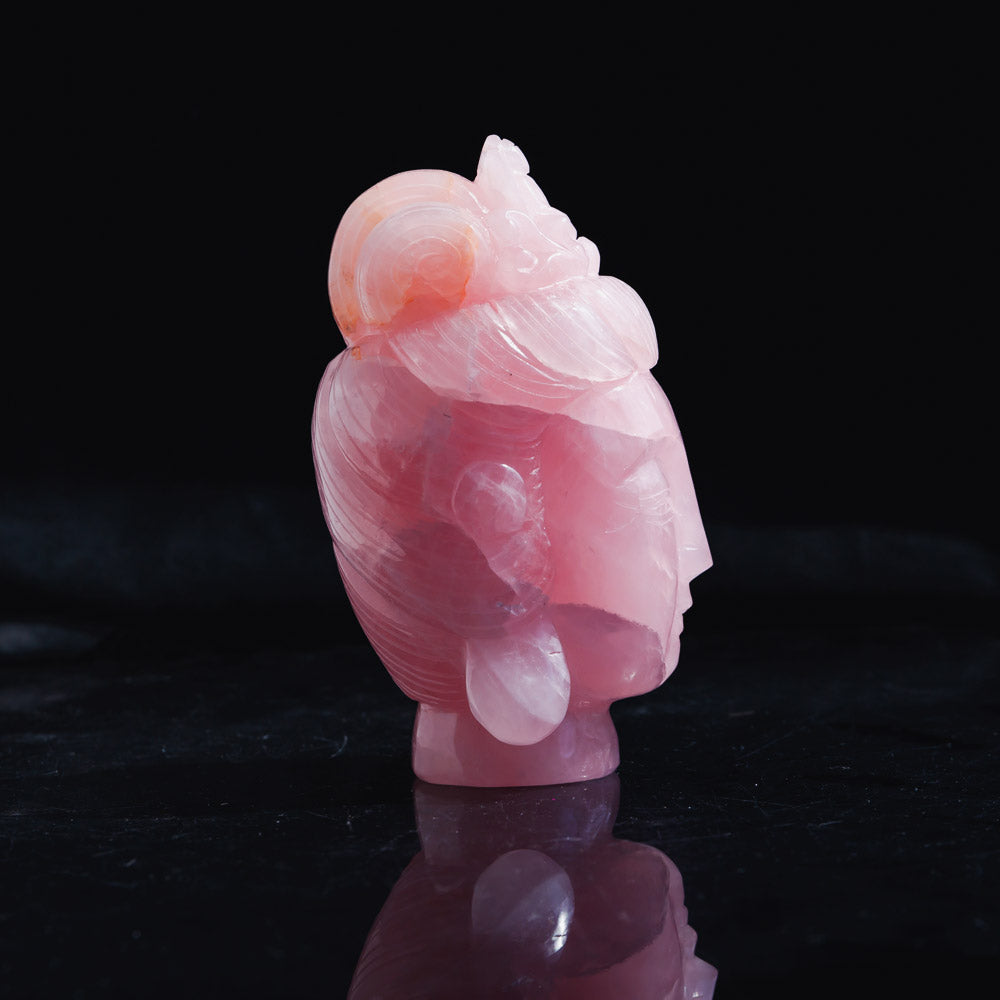 REIKICRYSTAL Rose Quartz Buddha's head