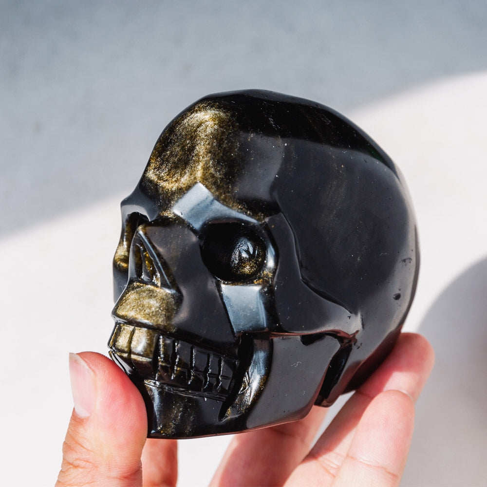 REIKICRYSTAL  Golden Obsidian Skull