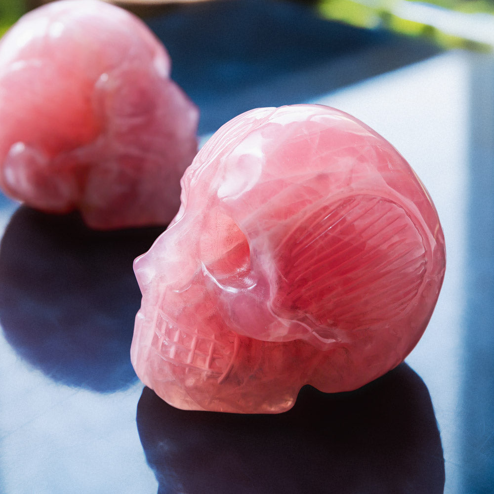 REIKICRYSTAL  Rose Quartz Skull