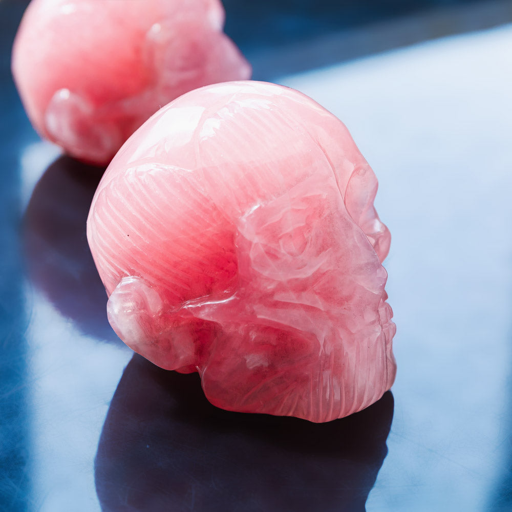 REIKICRYSTAL  Rose Quartz Skull