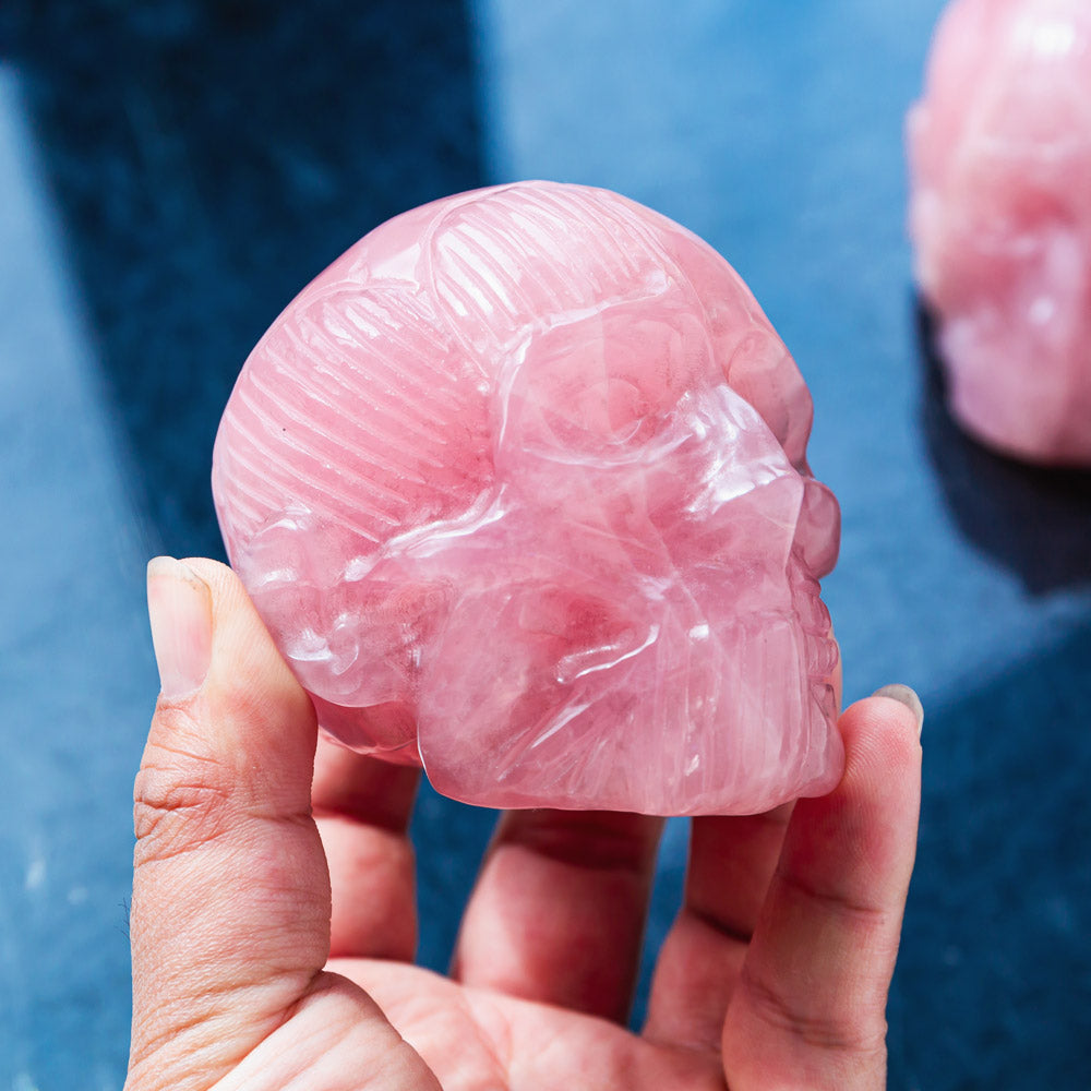 REIKICRYSTAL  Rose Quartz Skull