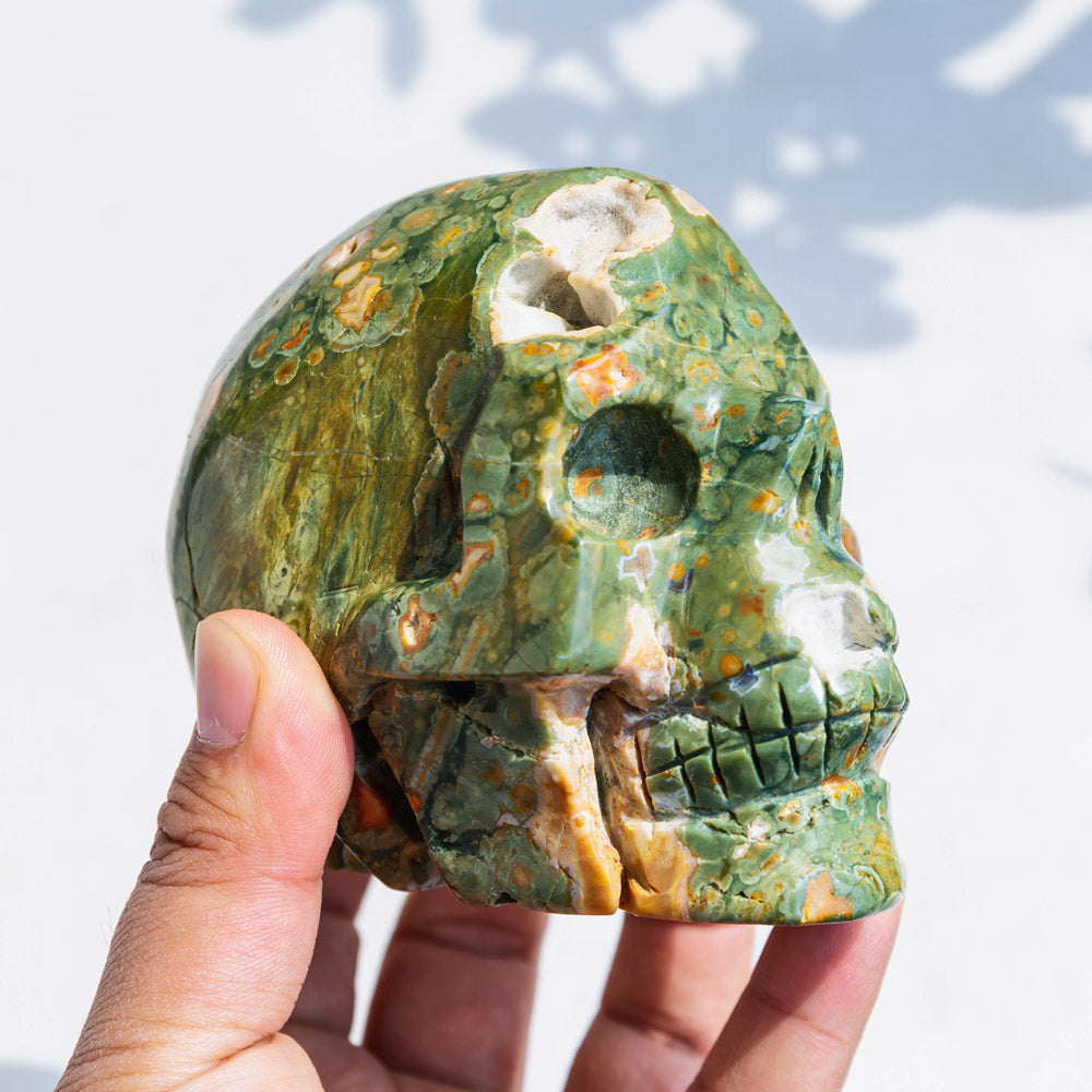 REIKICRYSTAL  Rainforest Jasper Skull