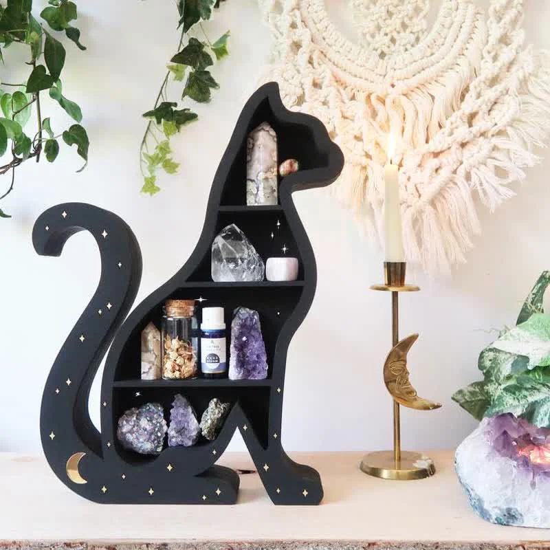 Cute Cat Moon Star Crystal Shelf - Crystal-ReikiCrystalSale