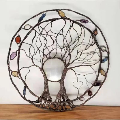 Circle Tree Of Life Metal Gemstone Wall Decor - Crystal-ReikiCrystalSale