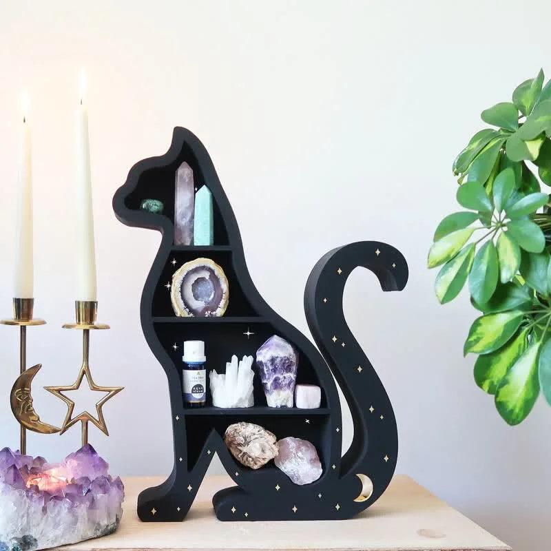 Cute Cat Moon Star Crystal Shelf - Crystal-ReikiCrystalSale