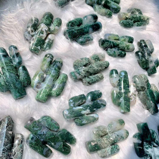 Moss Agate Cactus - Crystal-ReikiCrystalSale