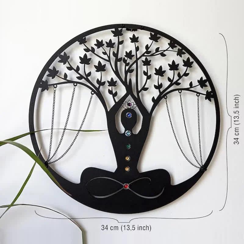 Tree of Life Lotus Chakra Metal Wall Decor - Crystal-ReikiCrystalSale