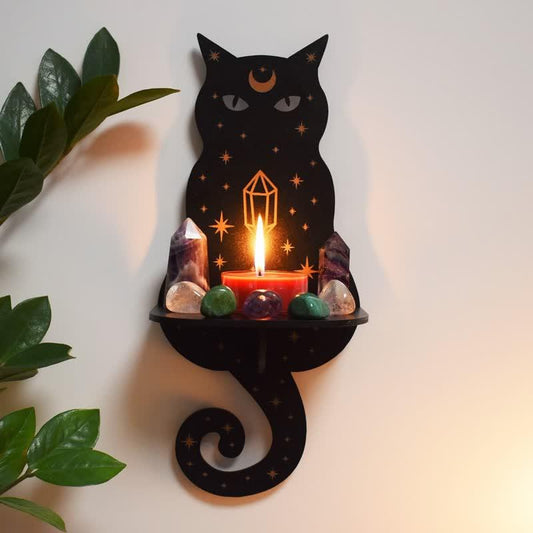 Celestial Cat Altar Crystal Shelf - Crystal-ReikiCrystalSale