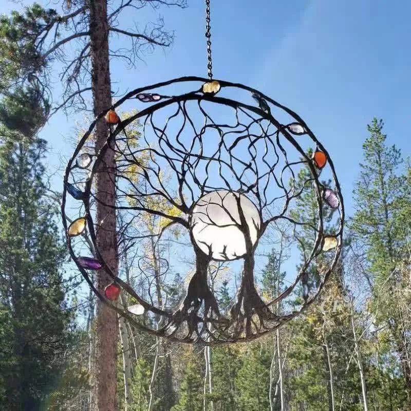 Circle Tree Of Life Metal Gemstone Wall Decor - Crystal-ReikiCrystalSale