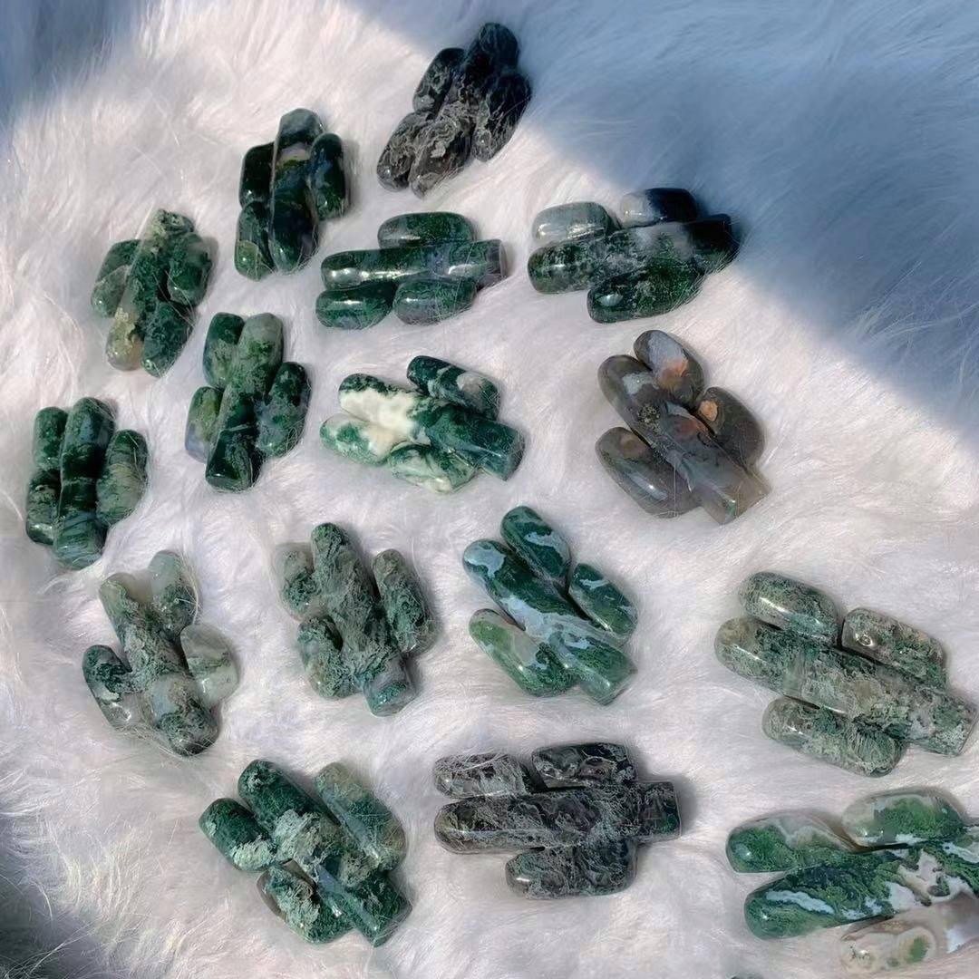 Moss Agate Cactus - Crystal-ReikiCrystalSale