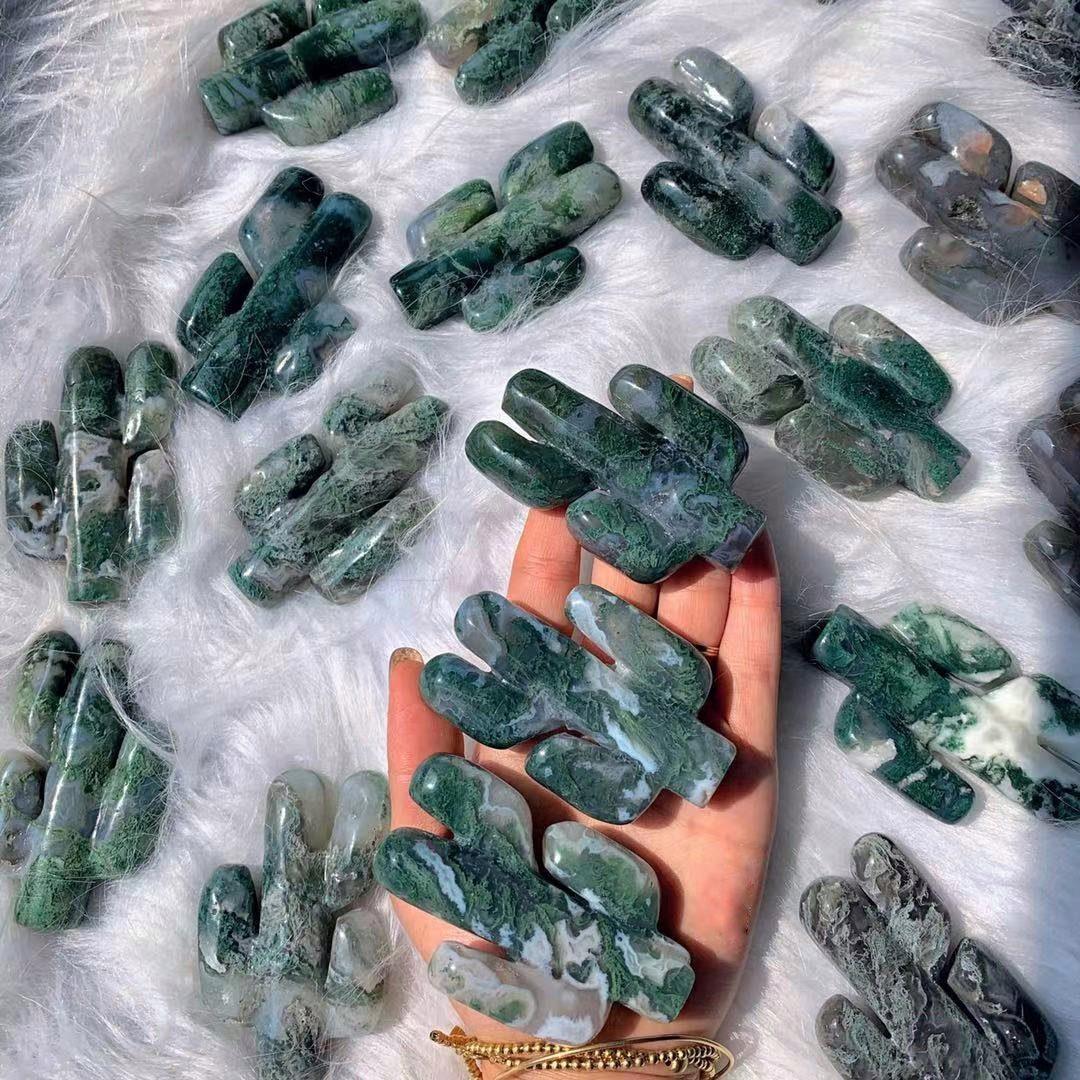 Moss Agate Cactus - Crystal-ReikiCrystalSale