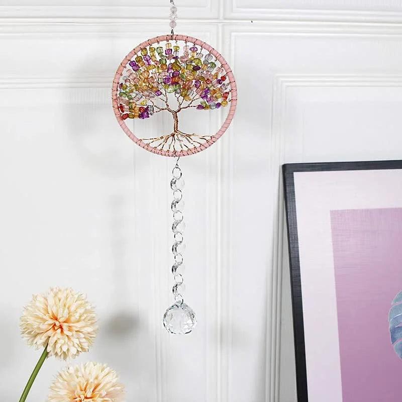 Tree of Life Crystal Suncatcher Dream Catcher - Crystal-ReikiCrystalSale