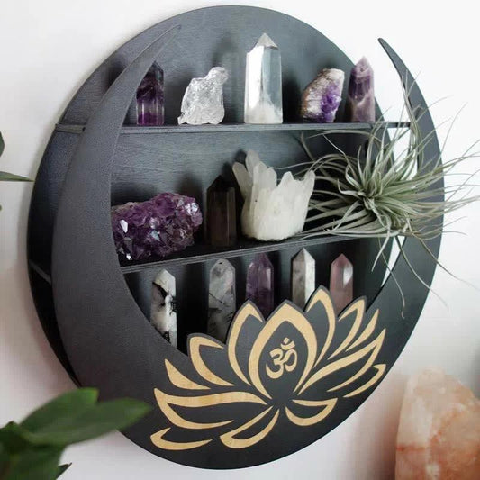 Round Crescent Moon Lotus Crystal Shelf - Crystal-ReikiCrystalSale