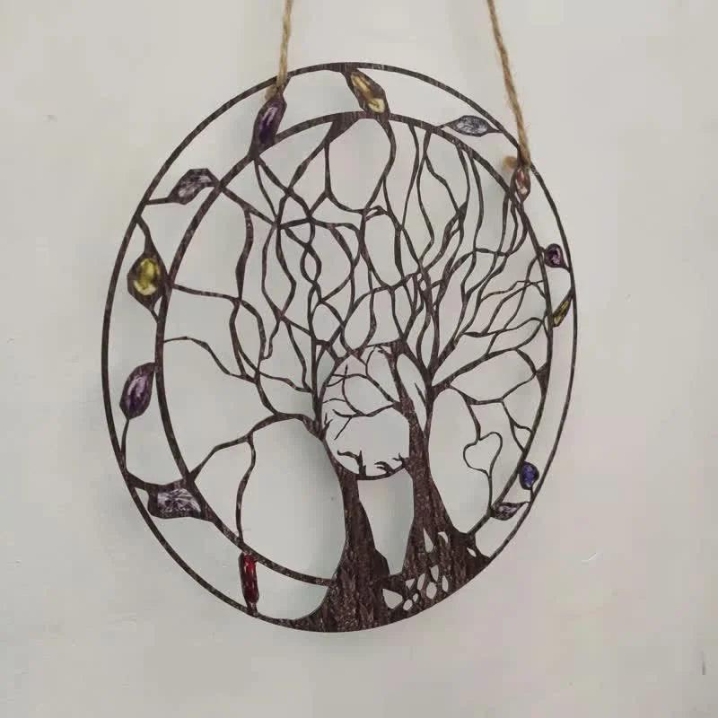 Circle Tree Of Life Metal Gemstone Wall Decor - Crystal-ReikiCrystalSale