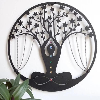 Tree of Life Lotus Chakra Metal Wall Decor - Crystal-ReikiCrystalSale