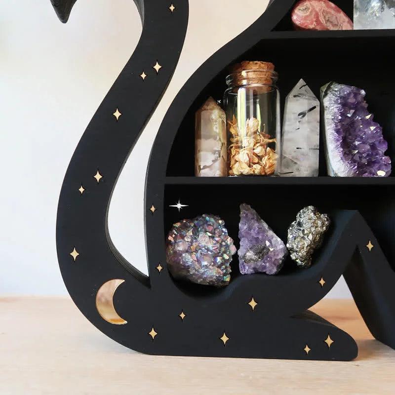 Cute Cat Moon Star Crystal Shelf - Crystal-ReikiCrystalSale