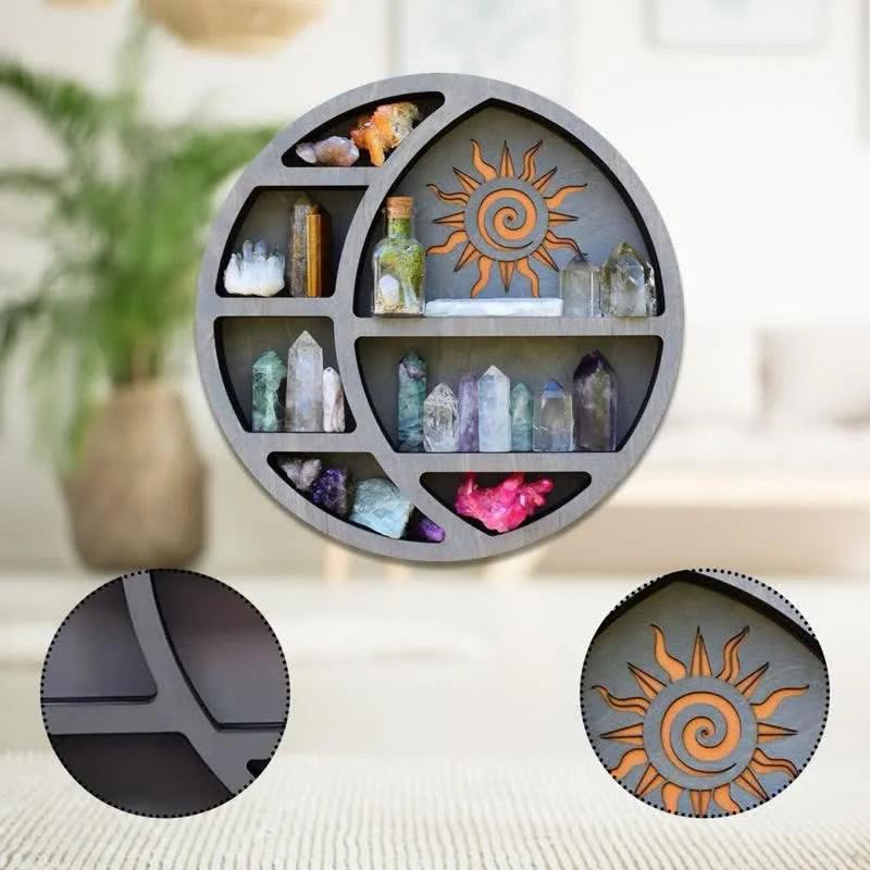 Round-shaped Crescent Moon & Sun Crystal Shelf - Crystal-ReikiCrystalSale