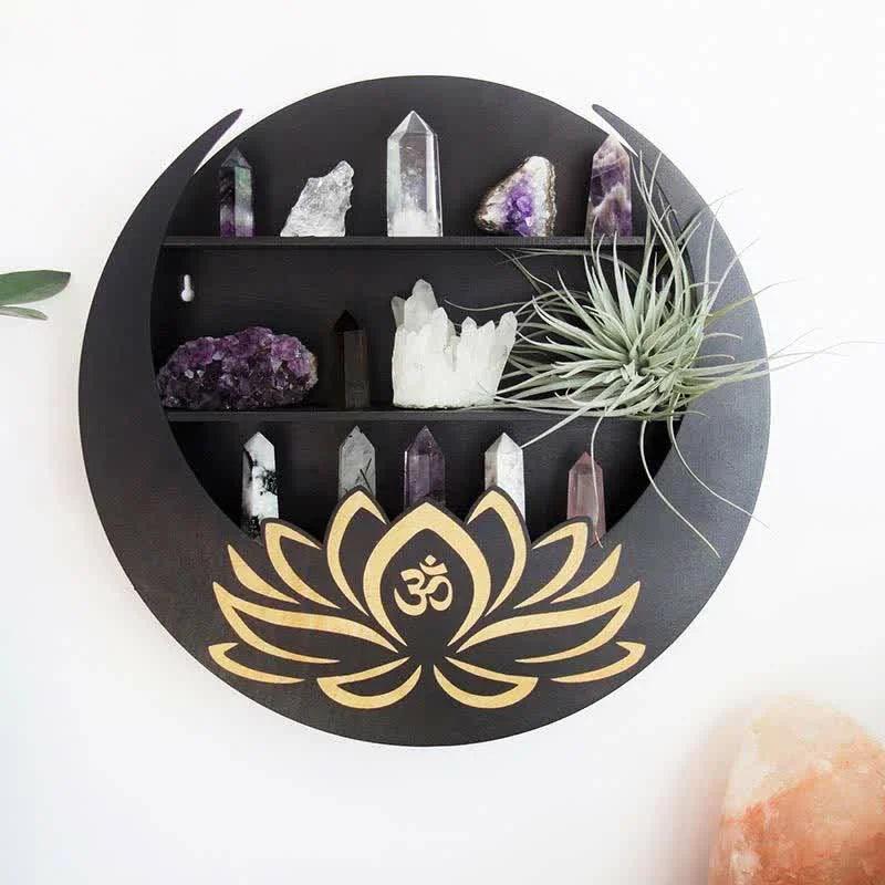 Round Crescent Moon Lotus Crystal Shelf - Crystal-ReikiCrystalSale