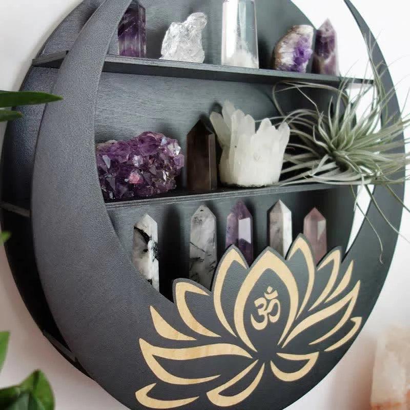 Round Crescent Moon Lotus Crystal Shelf - Crystal-ReikiCrystalSale